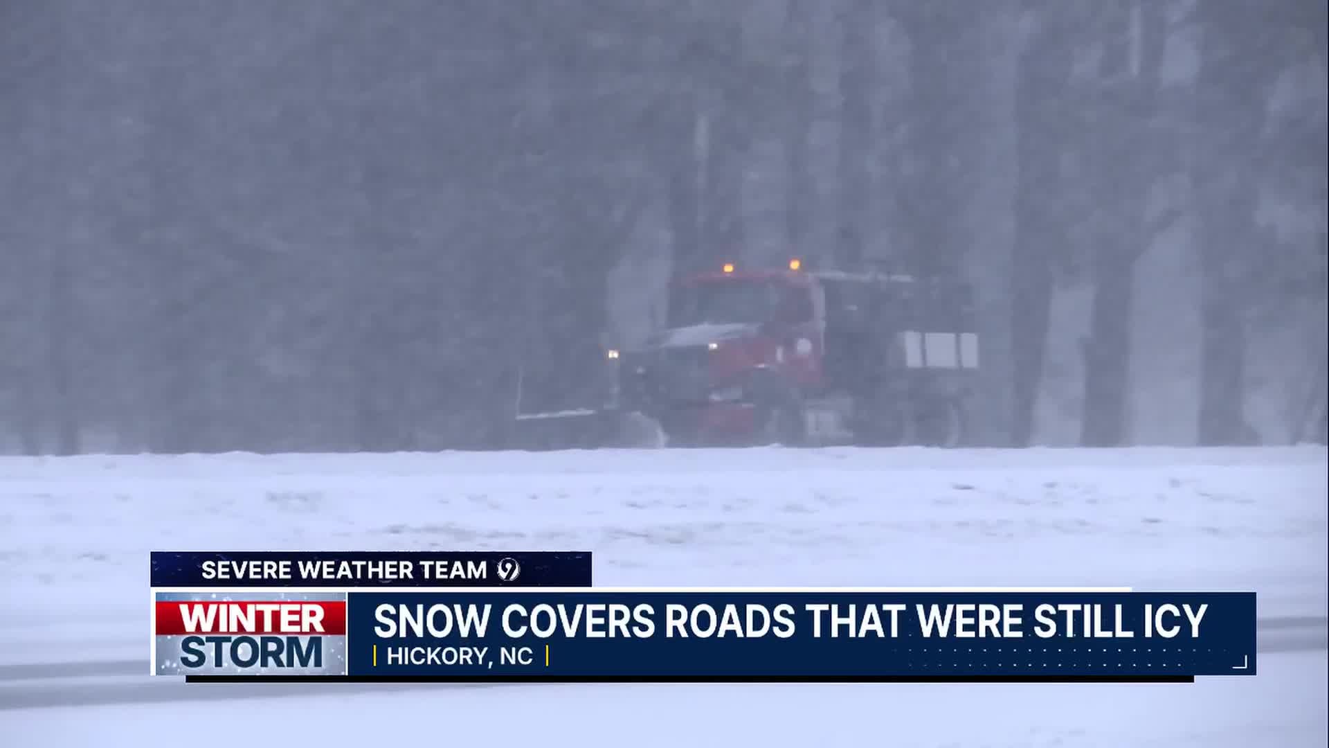 Slippery roads in Foothills as snowstorm hits North Carolina