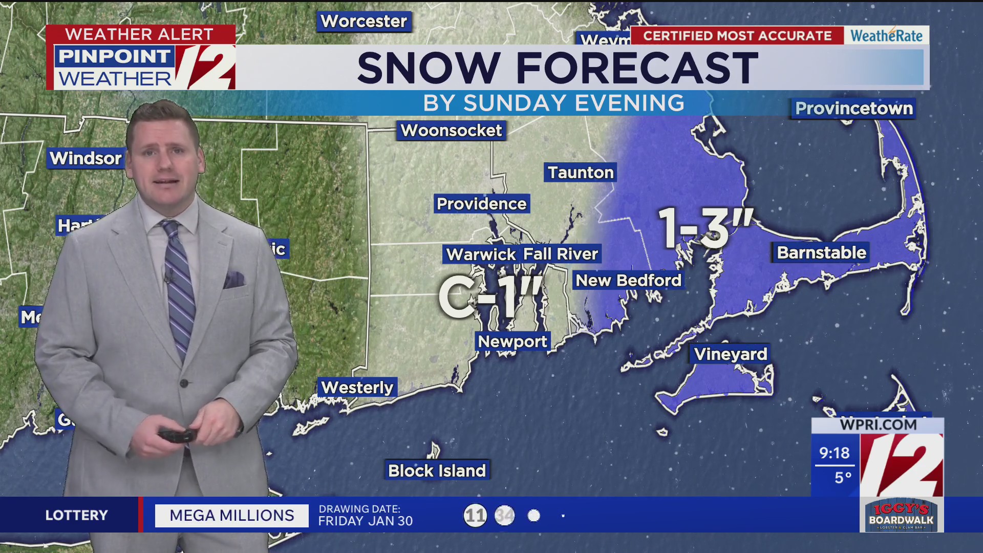 WPRI 12 weather forecast 1/31/26: Frigid and dry today; snow showers ...