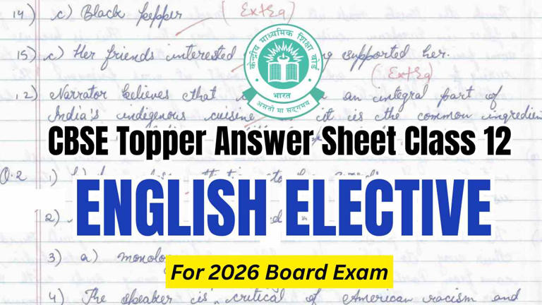 CBSE topper answer sheet class 12 English elective for 2026 board exam ...
