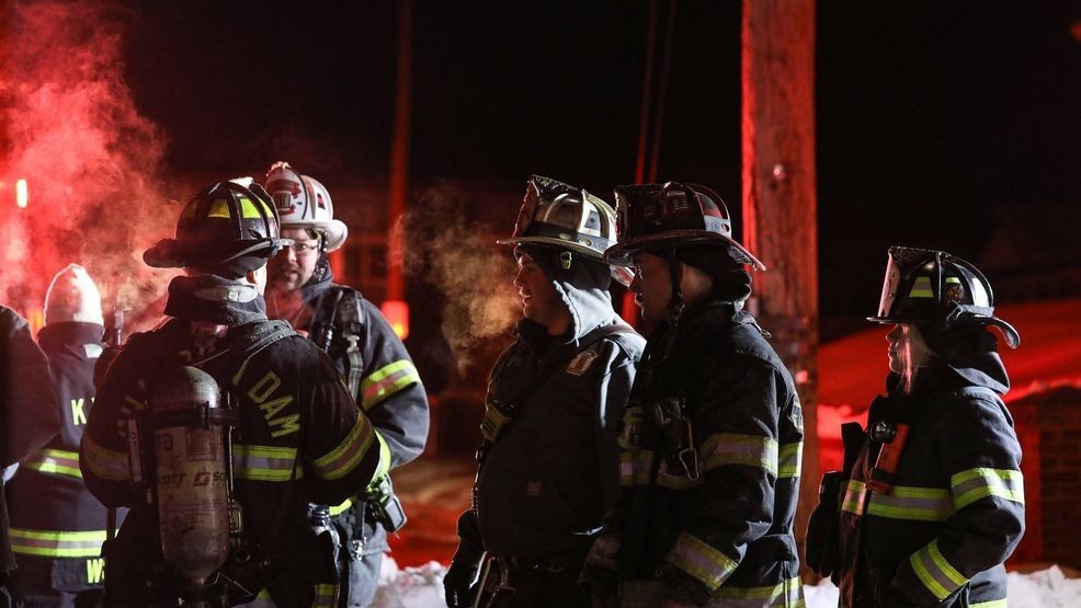 Sunbury fire crews battle duplex blaze in sub-zero weather