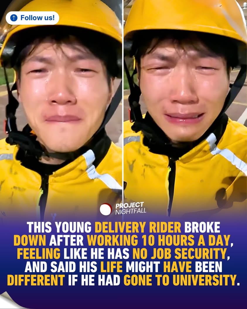A young Chinese delivery rider broke down in a viral video crying from ...