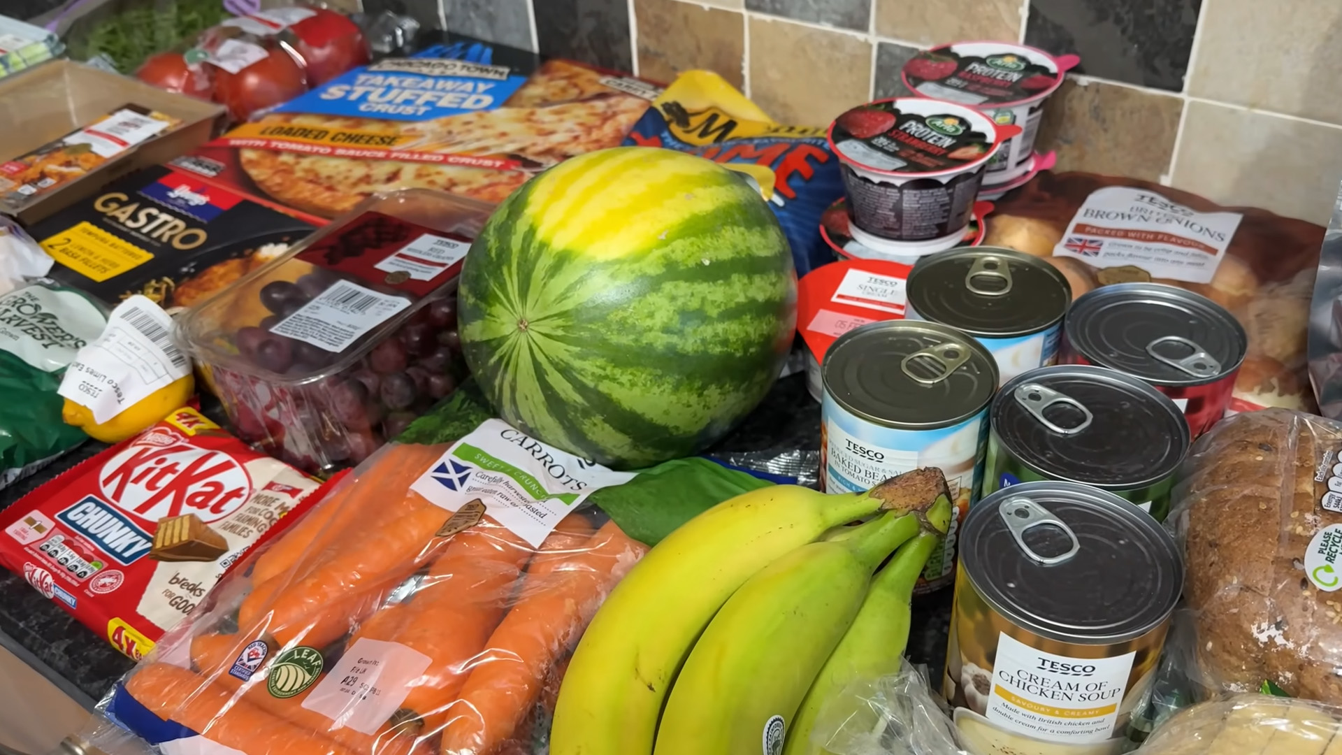 Weekly grocery haul for a British family