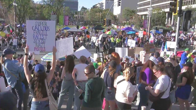 Hundreds gather for 2nd day of anti-ICE protests in downtown Los Angeles