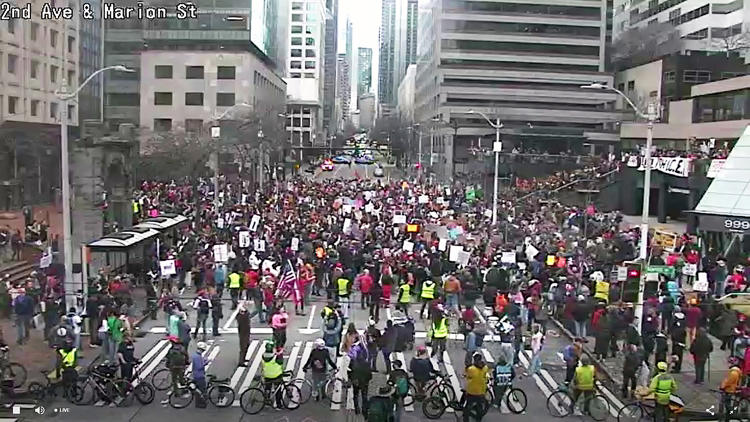 Protest blocks traffic in Capitol Hill, downtown