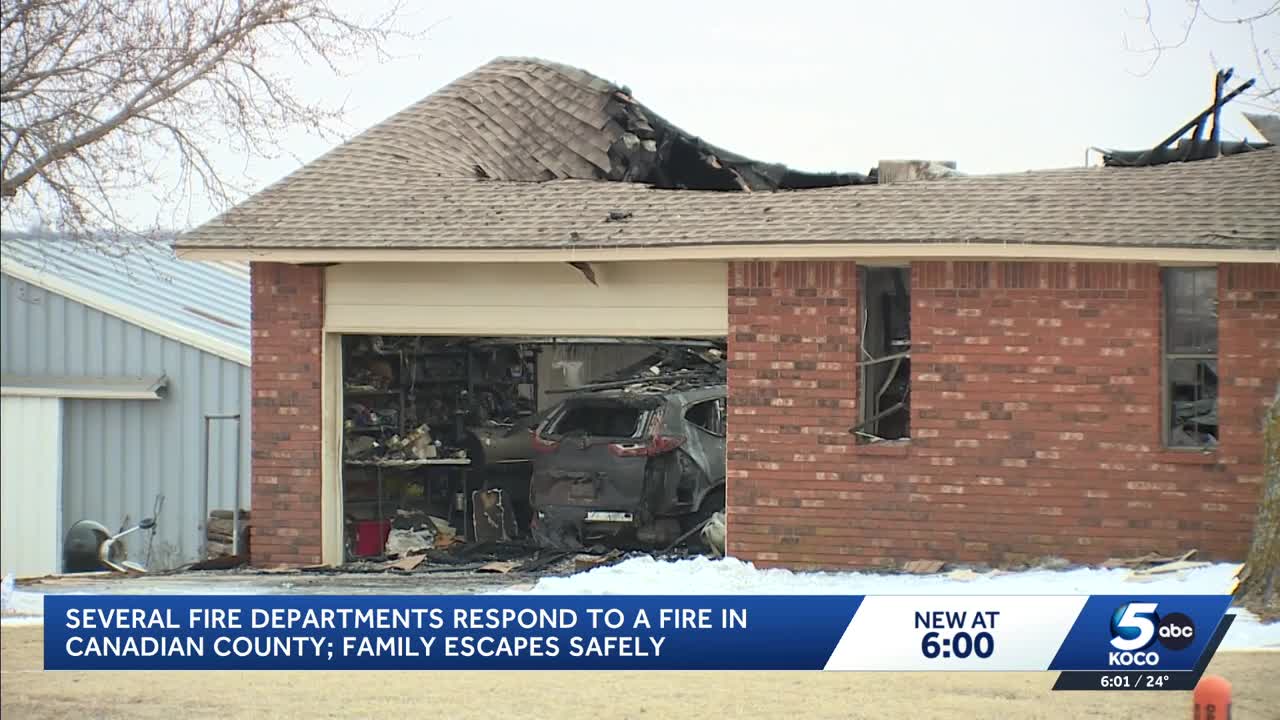 House fire near Mustang leaves home in ruins, homeowner escapes safely