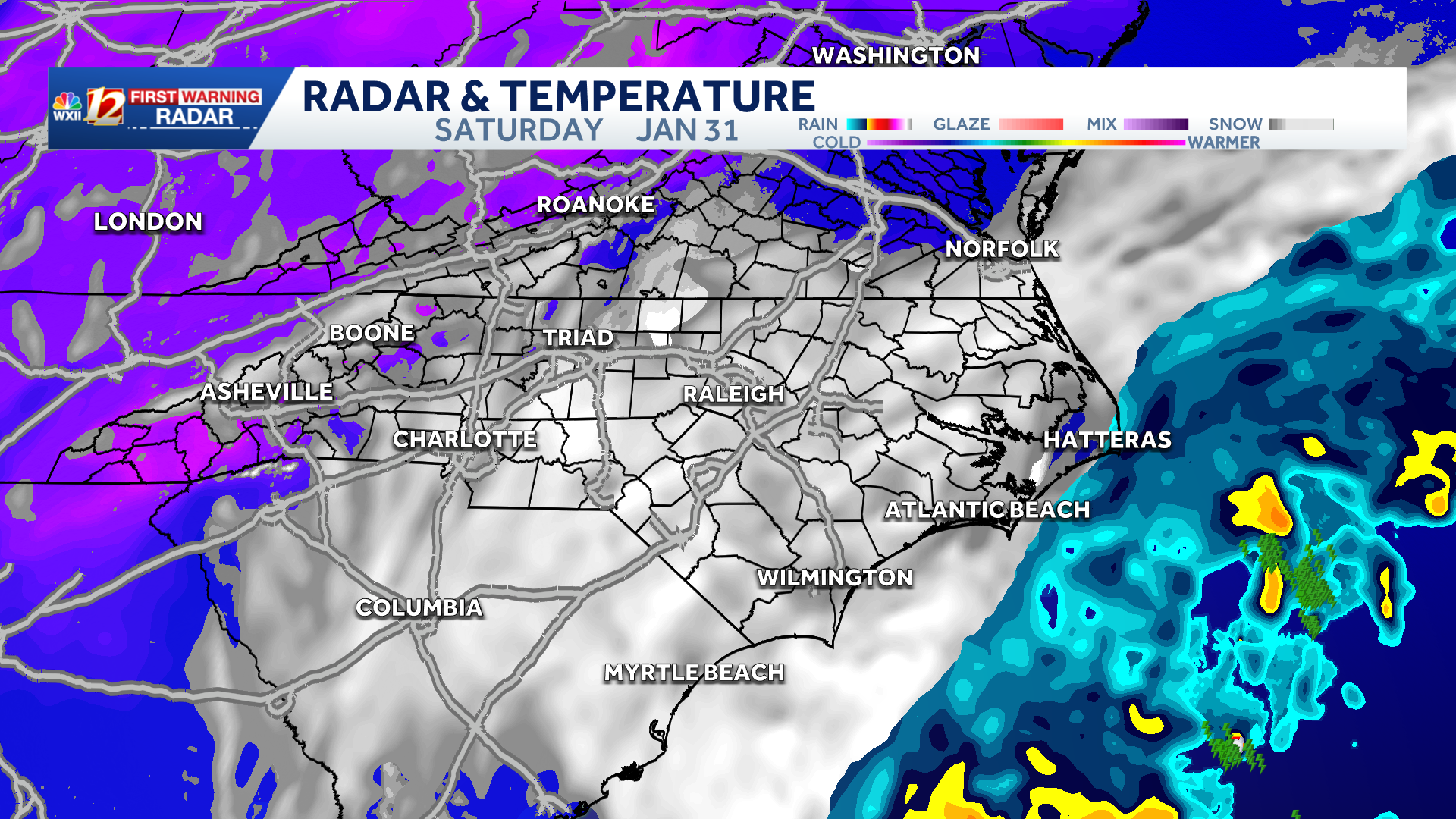 Snow is falling fast and heavy in the Piedmont of North Carolina ...
