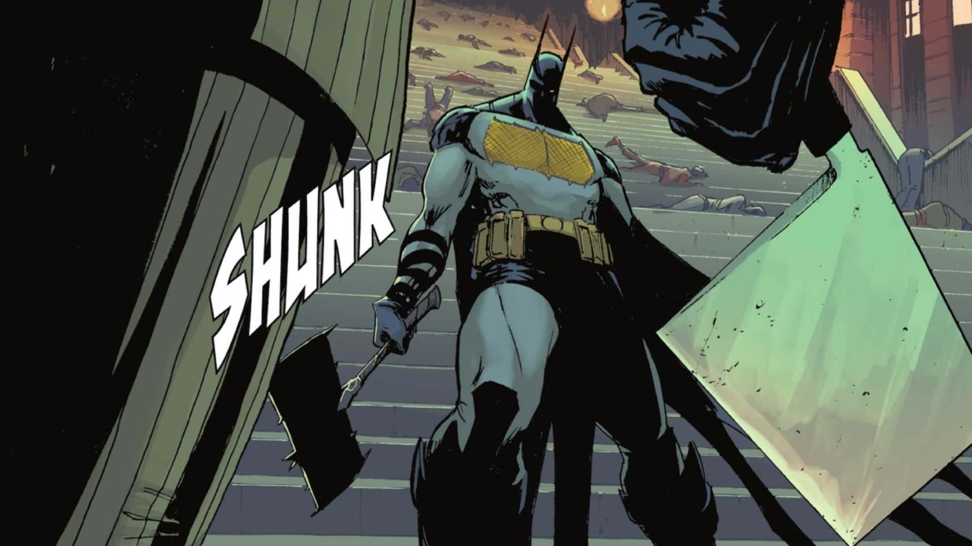 Absolute Batman wielding his Battle Axe in Absolute Batman #1
