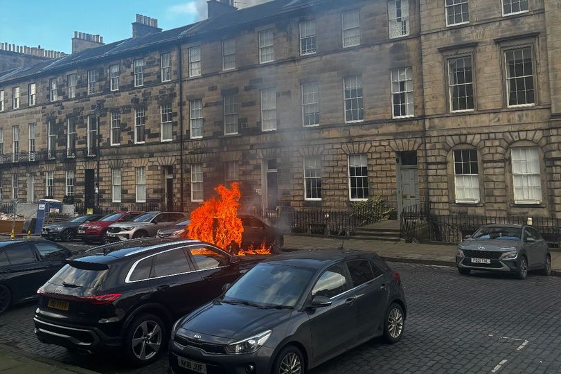 Car bursts into flames on Edinburgh city centre street as crews rush to ...