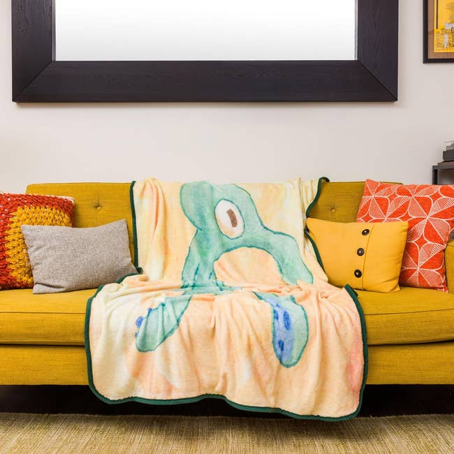 Blanket with Squidward on it