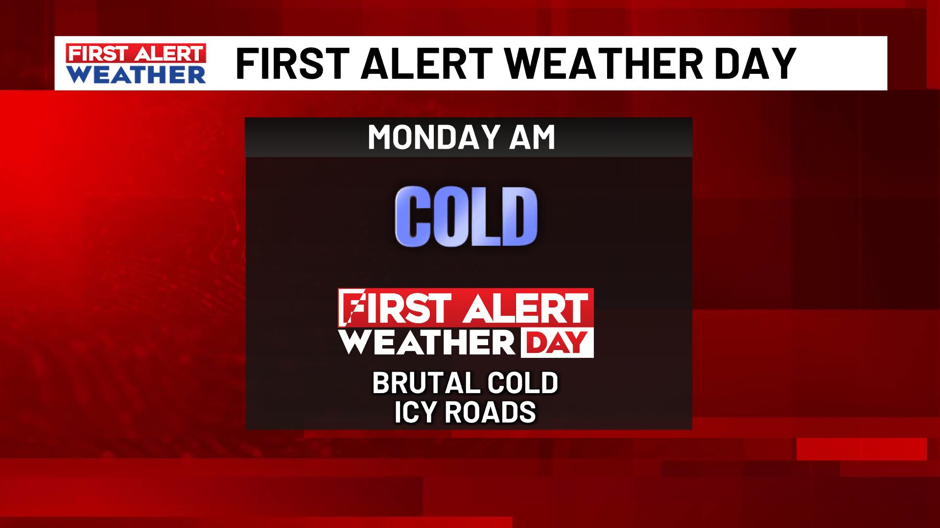 First alert weather day issued Monday for hard freeze, slick spots on roads