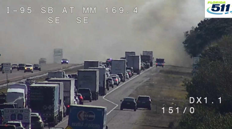 Large brush fire shuts down I-95 in Brevard County for 2nd day in a row