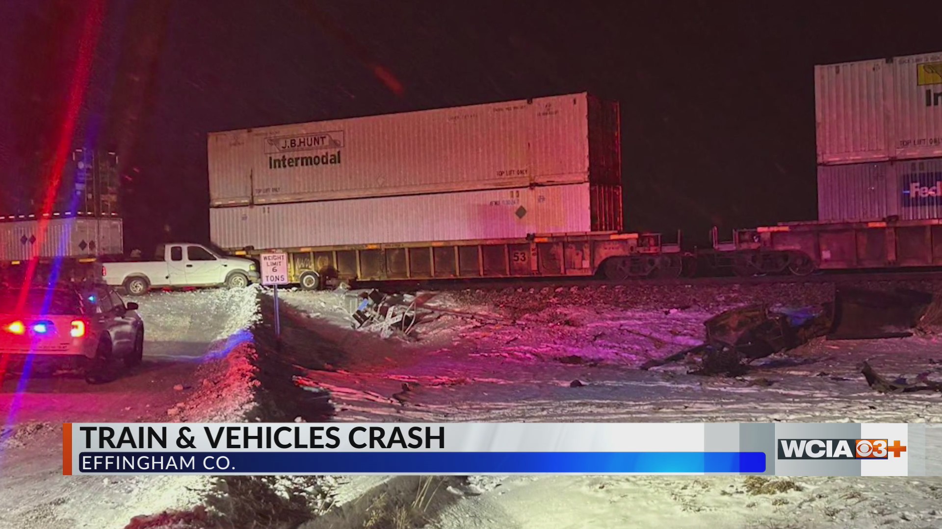 Train, two vehicles collide in Effingham Co. Friday night