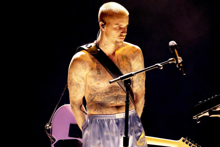 Justin Bieber performs at the 2026 Grammys Kevin Winter/Getty