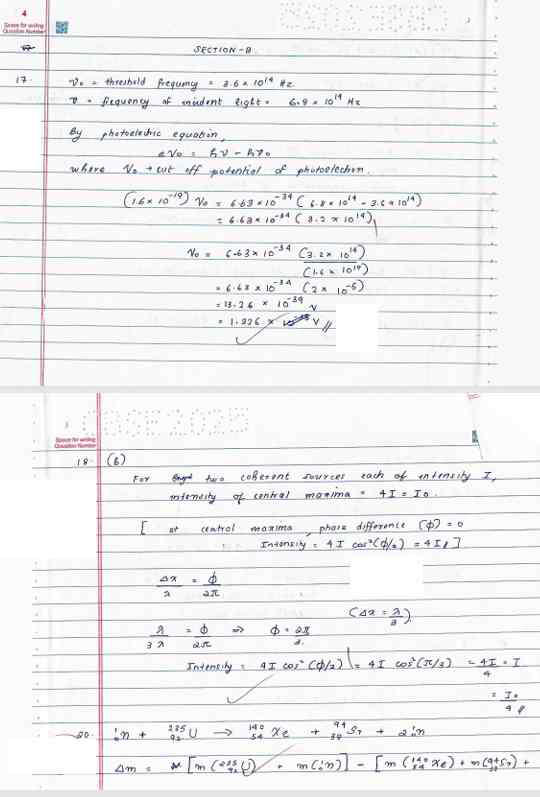 CBSE topper answer sheet class 12 physics for 2026 board, download PDF
