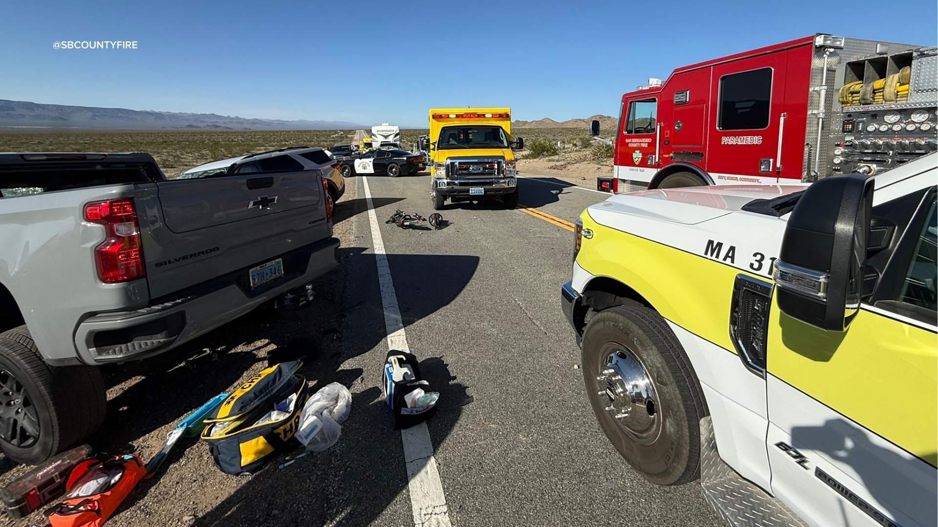 3 dead, 5 injured in crash on Highway 95 at California-Nevada border