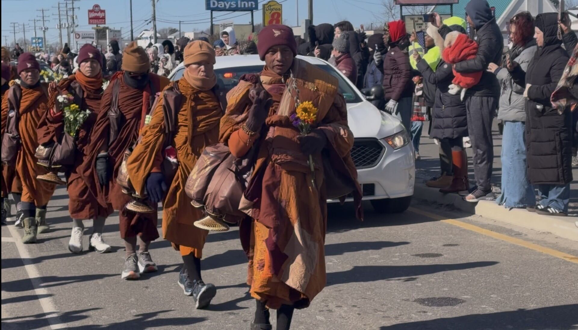 Buddhist monks walking for peace draw hundreds in Chesterfield County