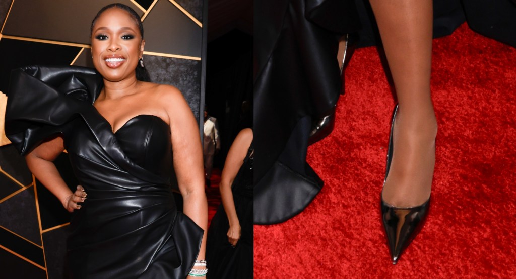 Jennifer Hudson mixes leather with mirror pumps for Grammys 2026 red carpet