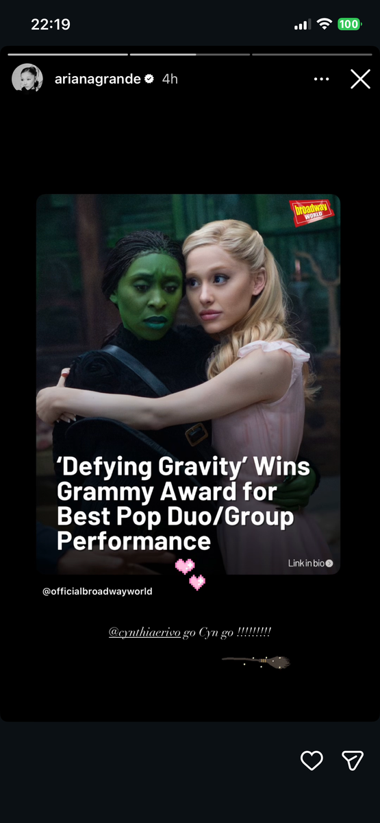 Ariana Grande reacts to her Grammys win after missing the 2026 ceremony