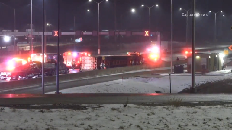 I-90 westbound lanes in northwest suburbs shut down after semi hits EMS ...