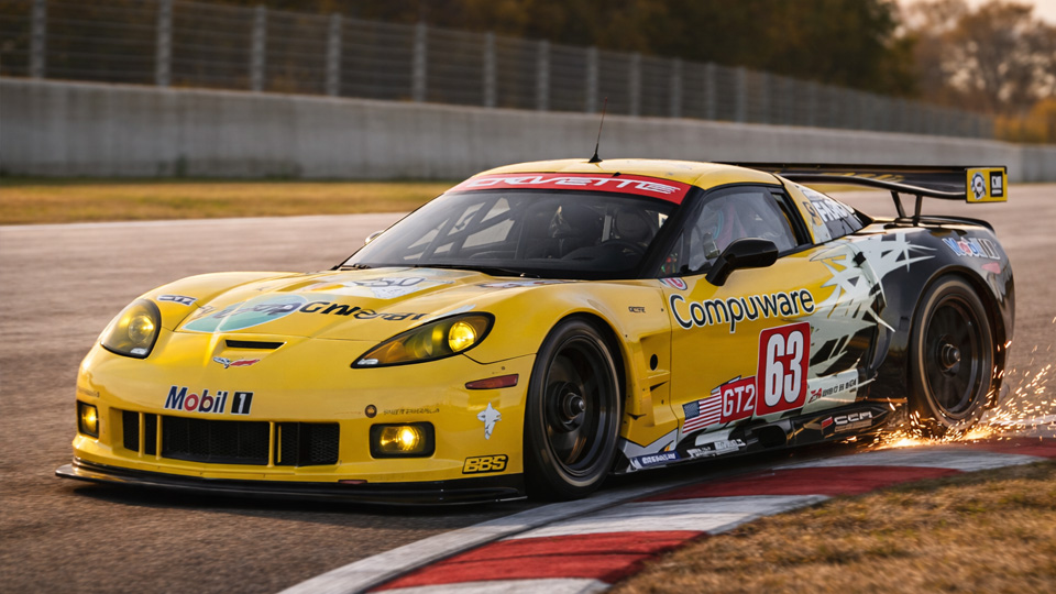 Corvette C6.R warm up and track action