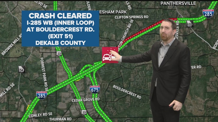 Traffic alert: Lanes back open after crash on I-285 WB at Bouldercrest ...