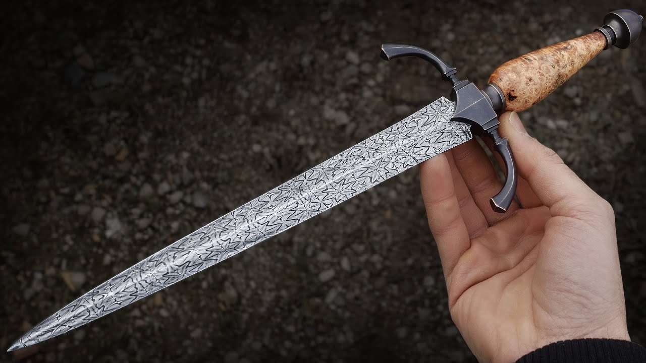 Mosaic Damascus dagger | Complete build video