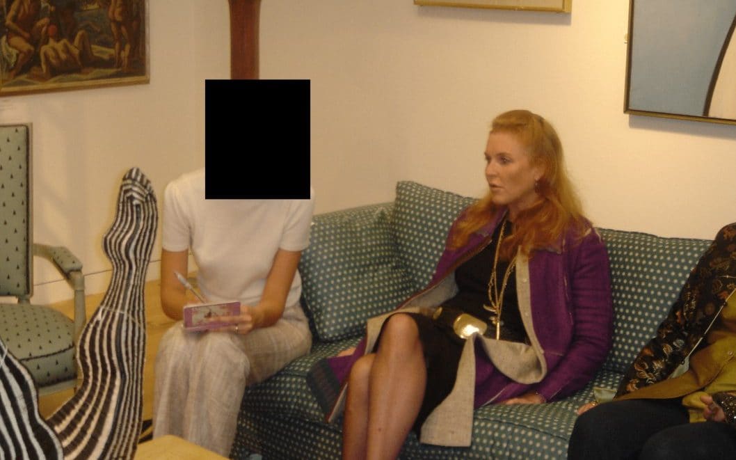 A picture of Sarah Ferguson included in the Epstein files sat next to a woman whose identity is redacted - Handout