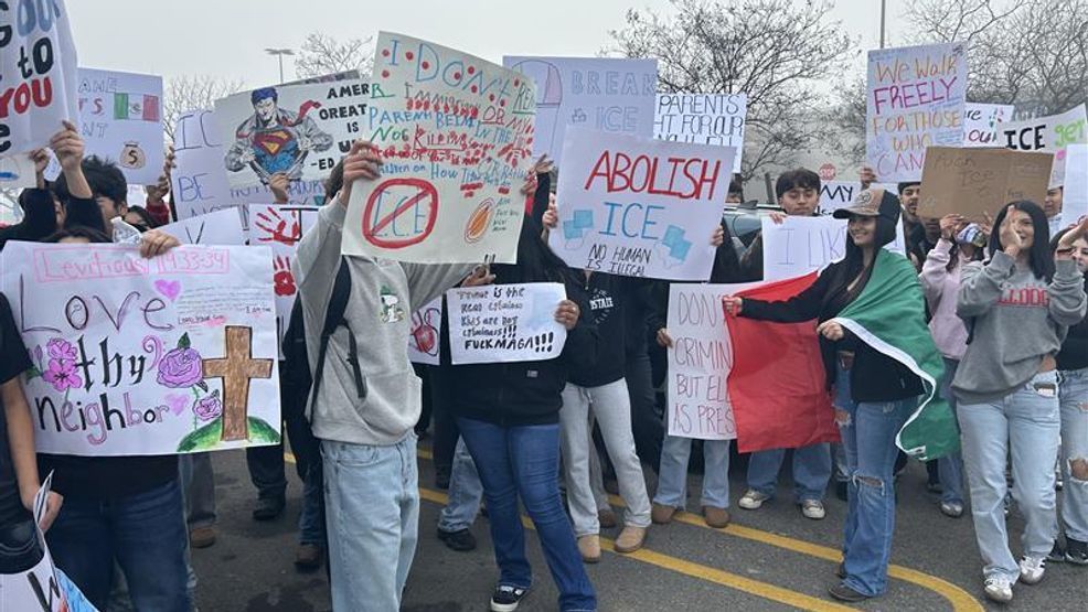 Kerman High students protest ICE raids with walkout