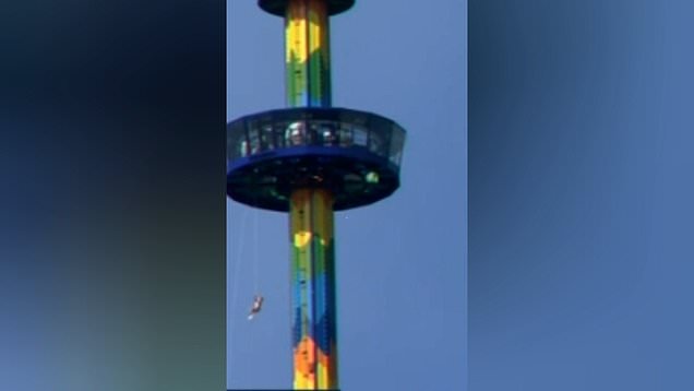 Terrified tourists left dangling 200ft in the air after ride malfunction