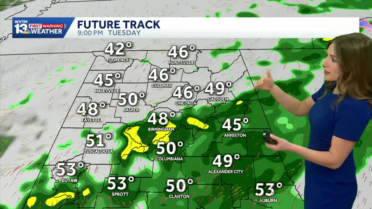 Rain arrives Tuesday as a cold front moves through; warmer weather ...