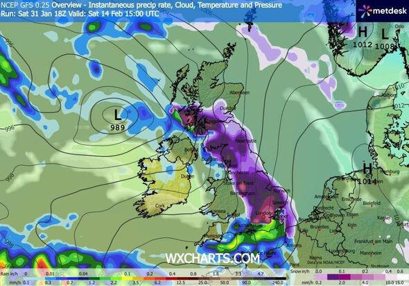Snow forecast maps show 90% of UK buried as 4 day blizzard hits - 52cm