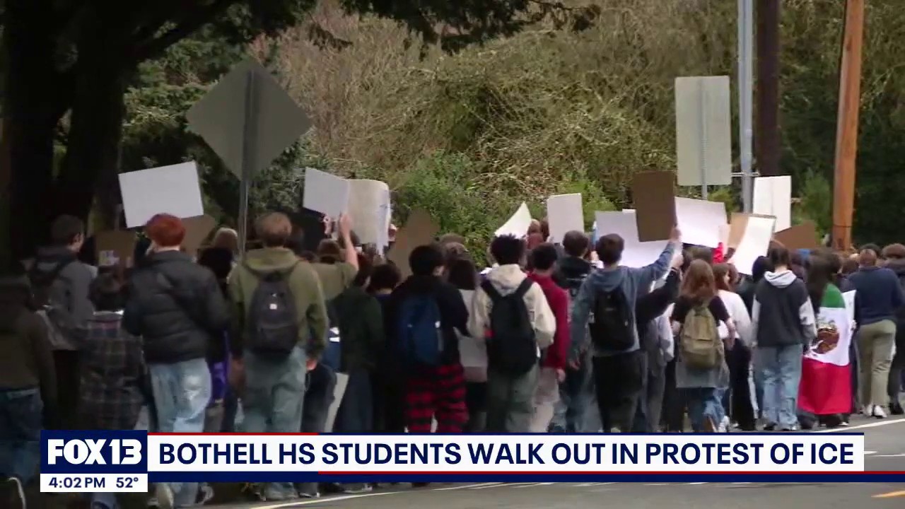 Bothell High School students walk out of class to protest ICE