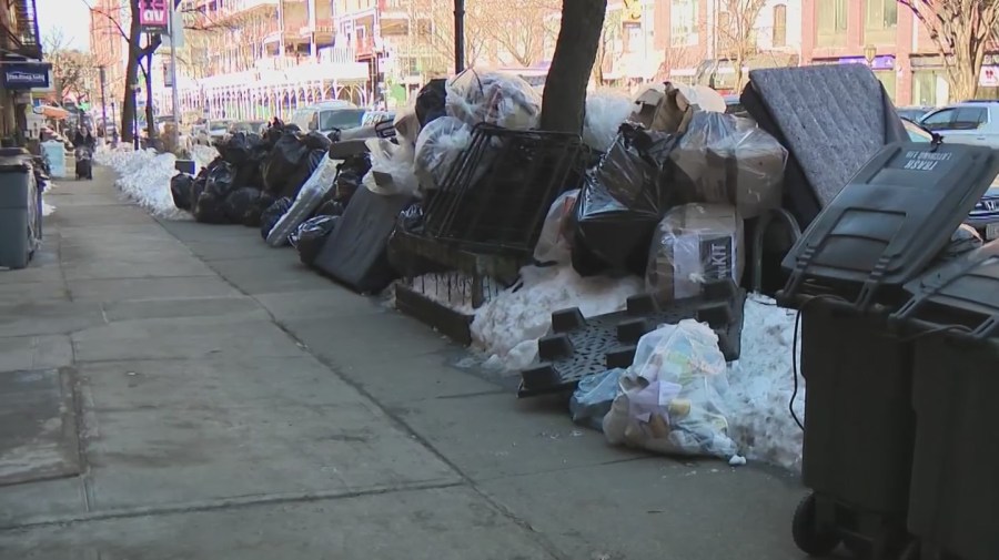 Trash piles up after snow as NYC crews step up collection<br><br>