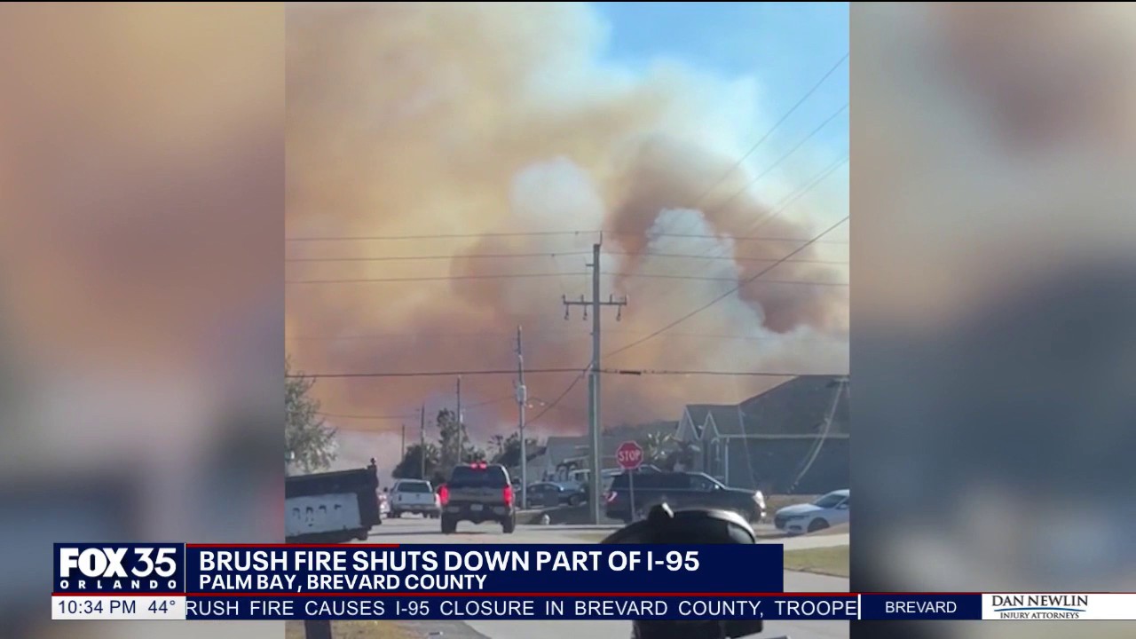 Brush fire shuts down part of I-95 in Brevard County