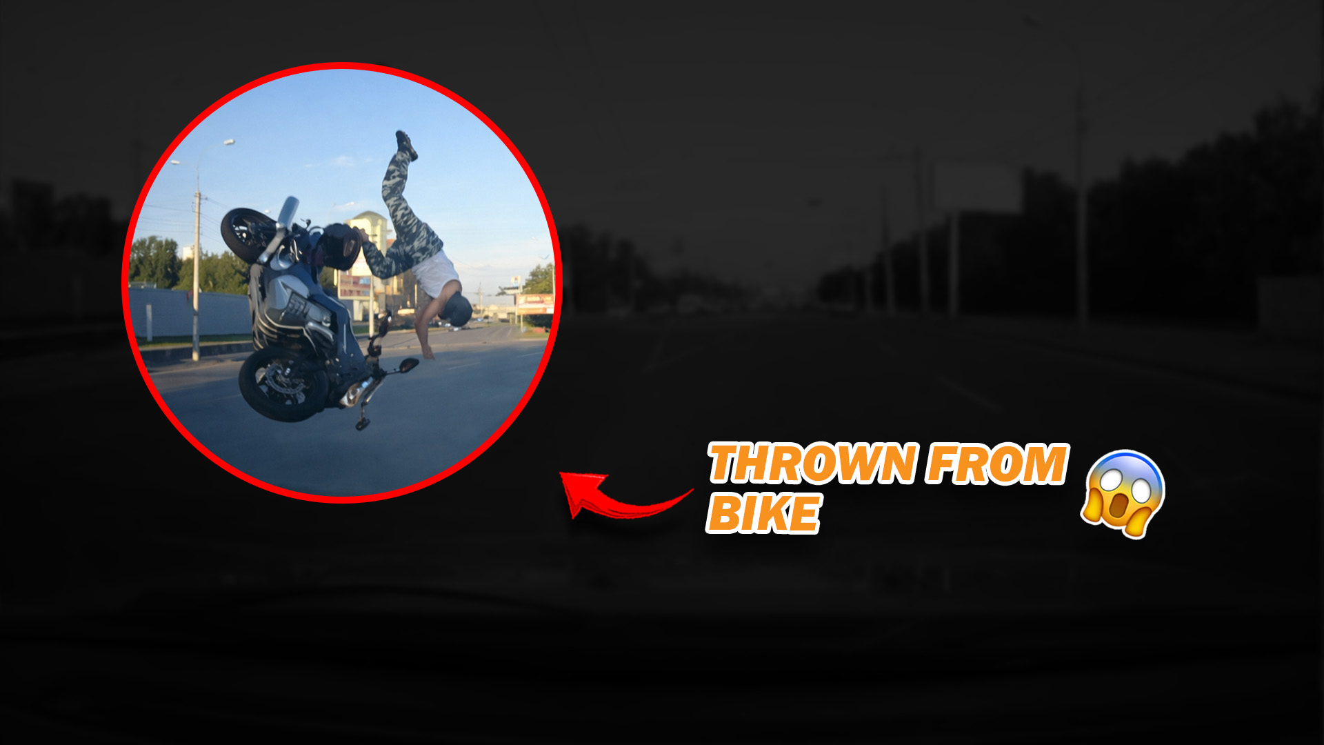 Motorcyclist thrown from the bike after hitting a car