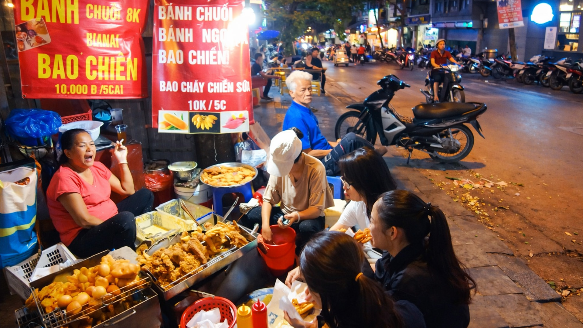 Walking through Hanoi Old Quarter at dusk, Vietnam