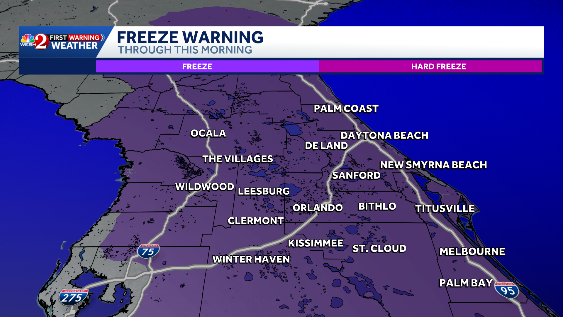 Dangerous cold Tuesday morning in Central Florida before a warm-up