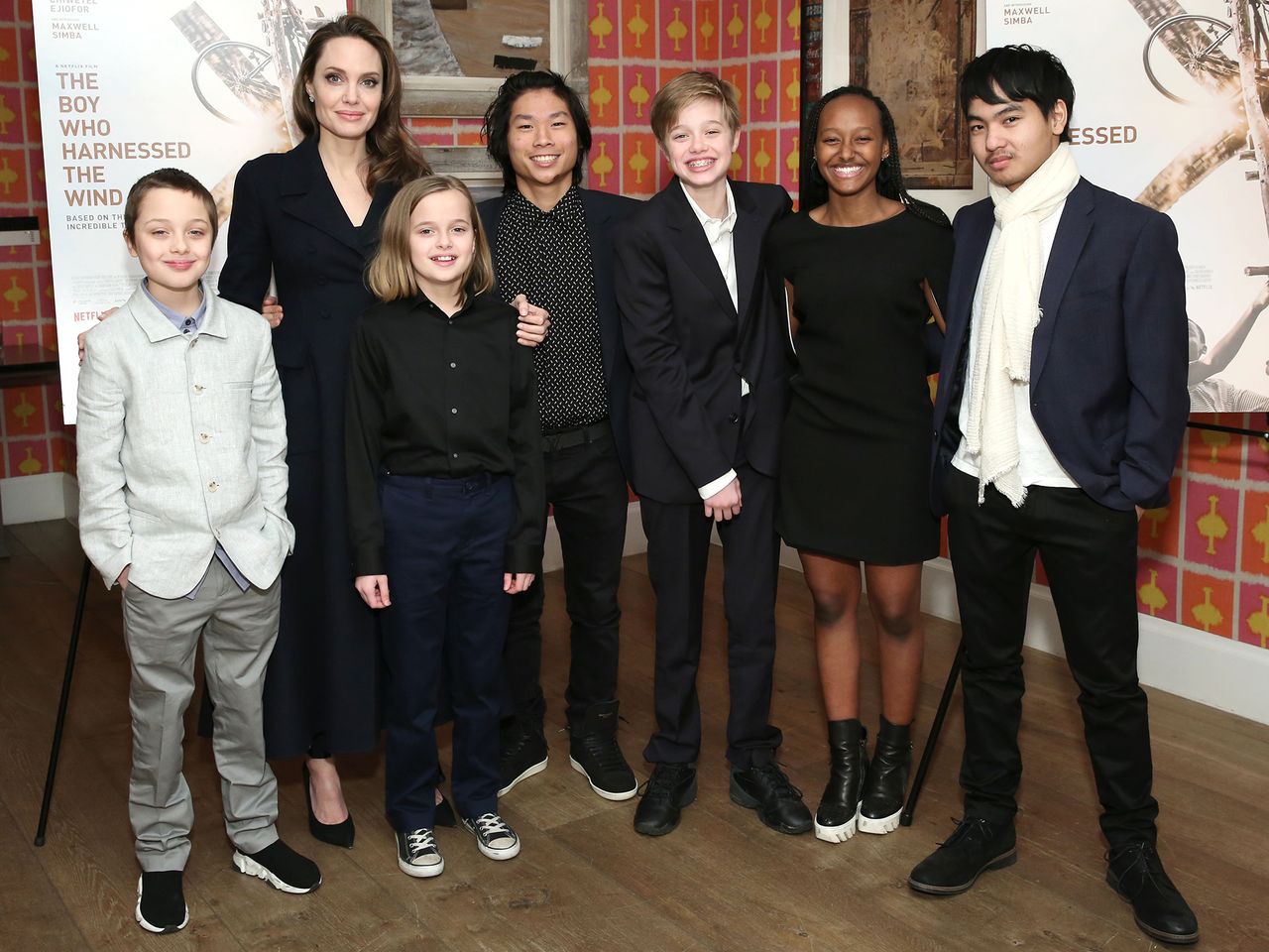 Angelina Jolie with children Knox Leon Jolie-Pitt, Vivienne Marcheline Jolie-Pitt, Pax Thien Jolie-Pitt, Shiloh Nouvel Jolie-Pitt, Zahara Marley Jolie-Pitt and Maddox Chivan Jolie-Pitt attend