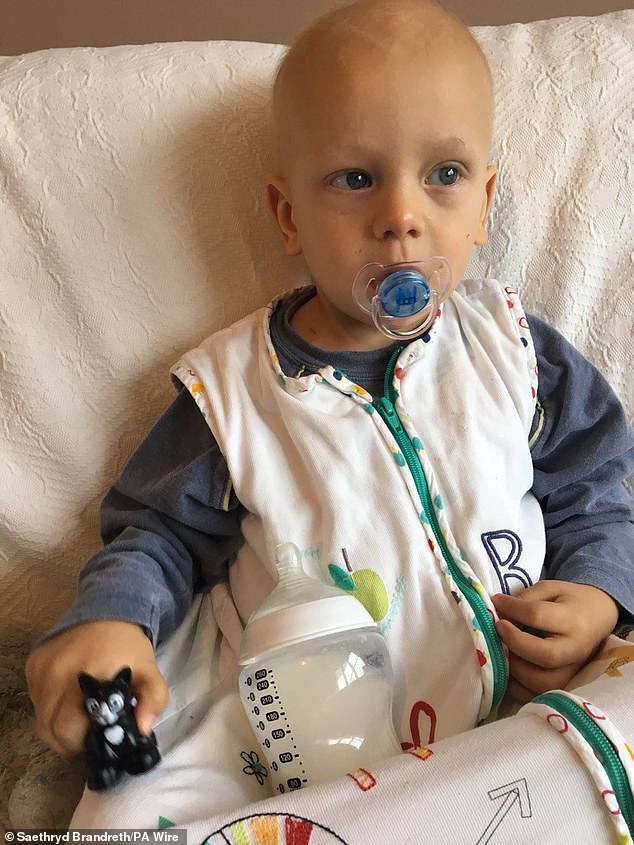 The TV star, 77, was horrified when Kitt was diagnosed at 15 months old in April 2017, after his parents found a pea-shaped lump near his stomach while changing his nappy