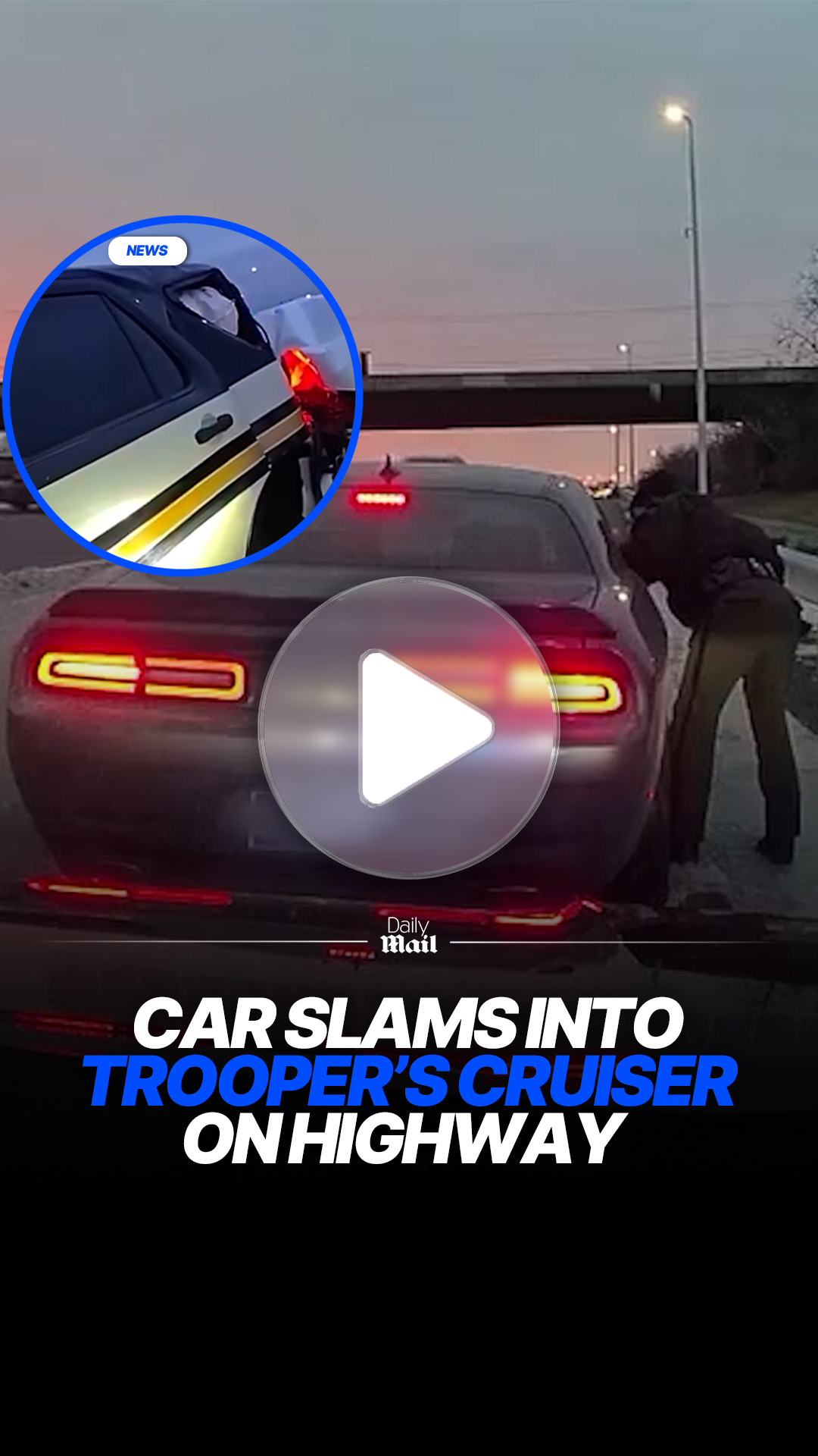 Car crashes into parked state trooper cruiser during traffic stop
