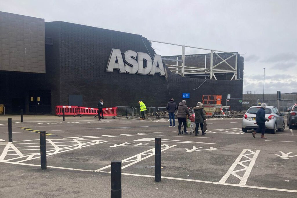 Asda superstore building collapses after storm Chandra
