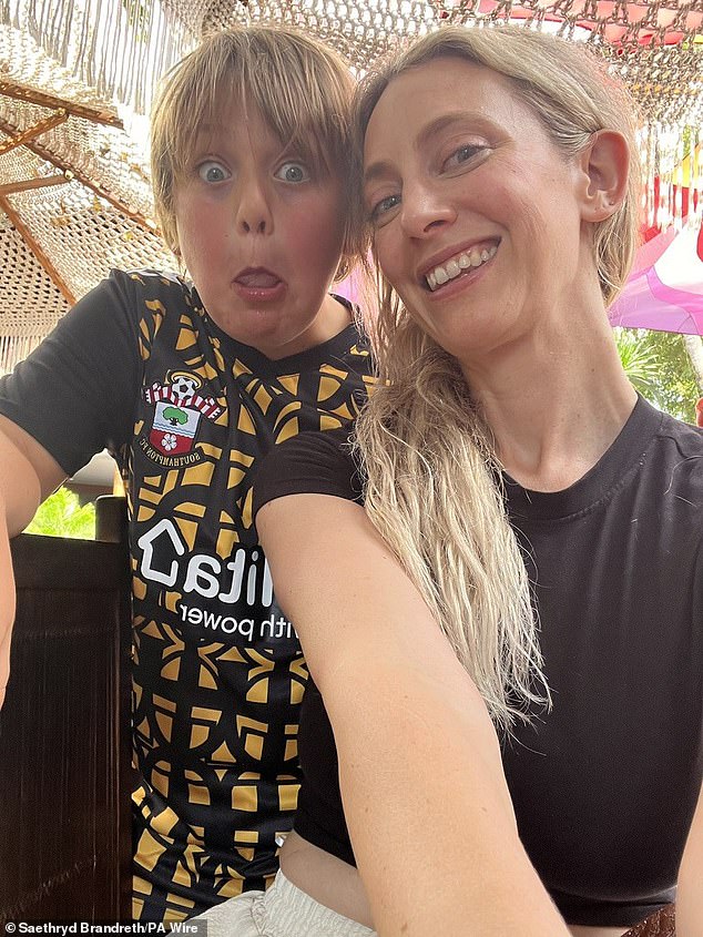 Gyles's daughter Saethryd (pictured) and her husband Mark were initially told by a GP that the lump was likely to be a cyst or a hernia, but tests revealed Kitt had rhabdomyosarcoma