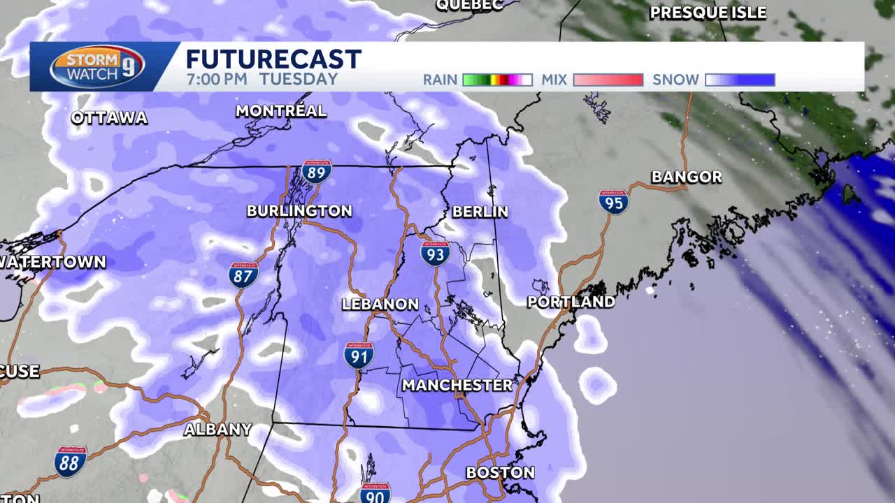 New Hampshire hourly weather: Track snow hour by hour for Tuesday