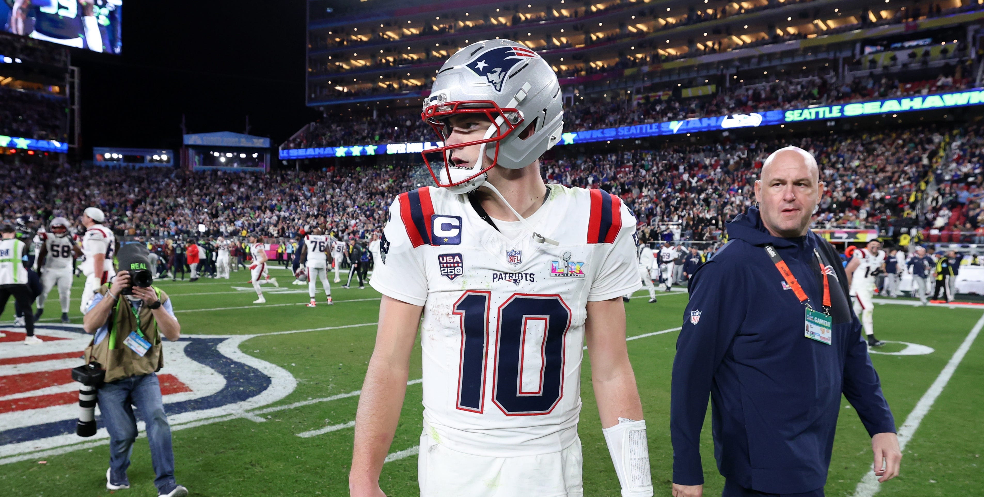 Video showed why Drake Maye skipped Super Bowl handshake with Sam Darnold