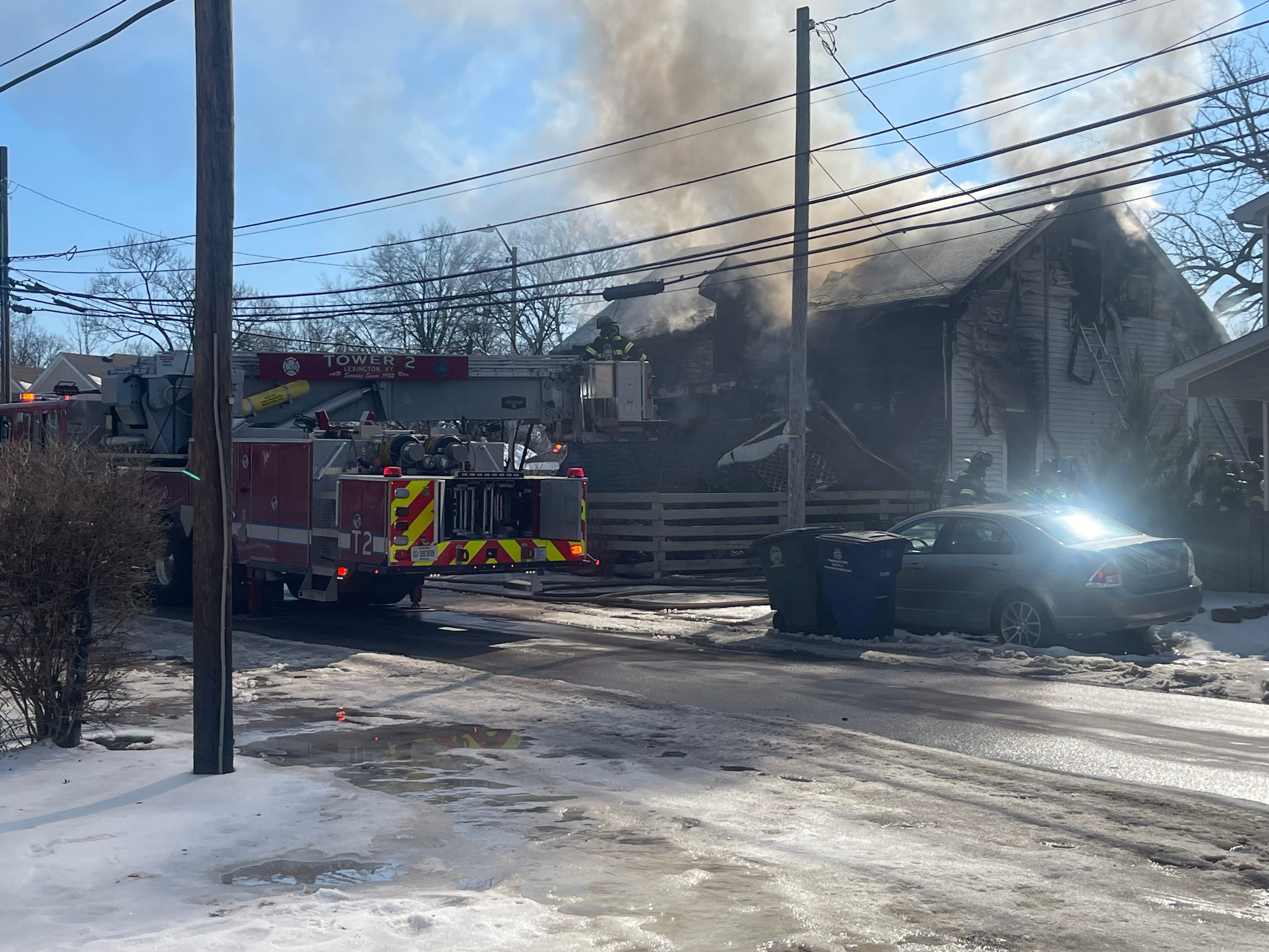 Fire crews battle blaze on American Avenue in Lexington