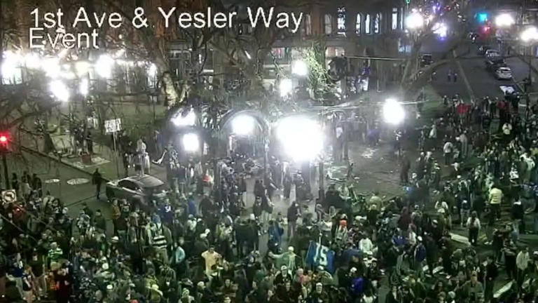 Crowds climb, damage Seattle's historic pergola after Seahawks Super ...