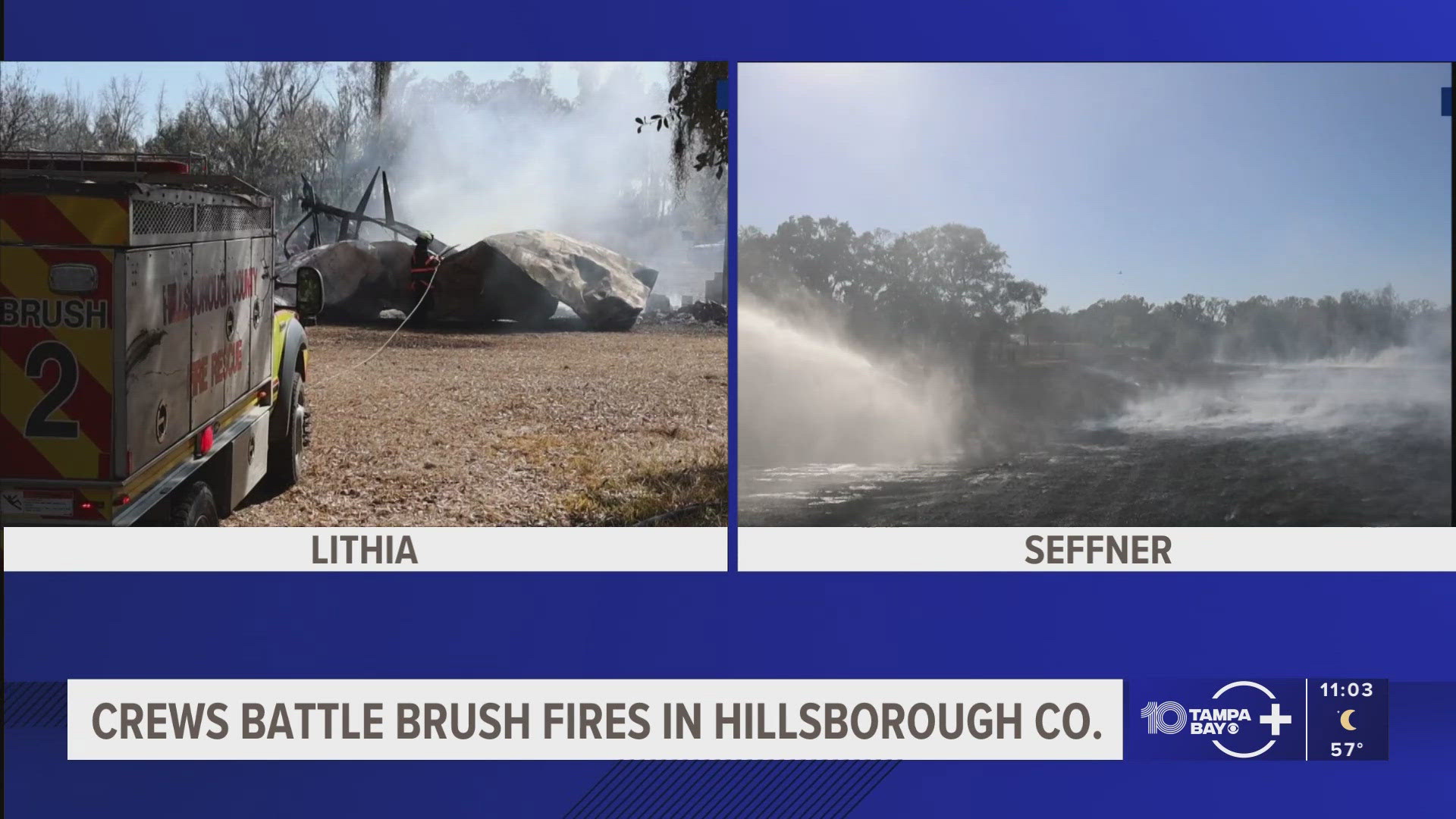 In 1 day, multiple brush fires broke out across Tampa Bay