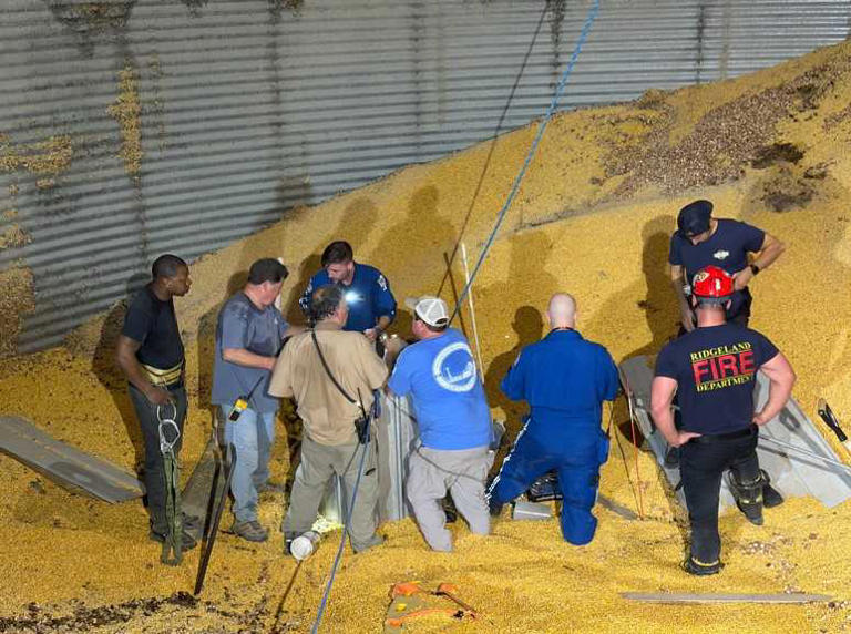 Emergency crews rescue man trapped in grain bin in Yazoo County