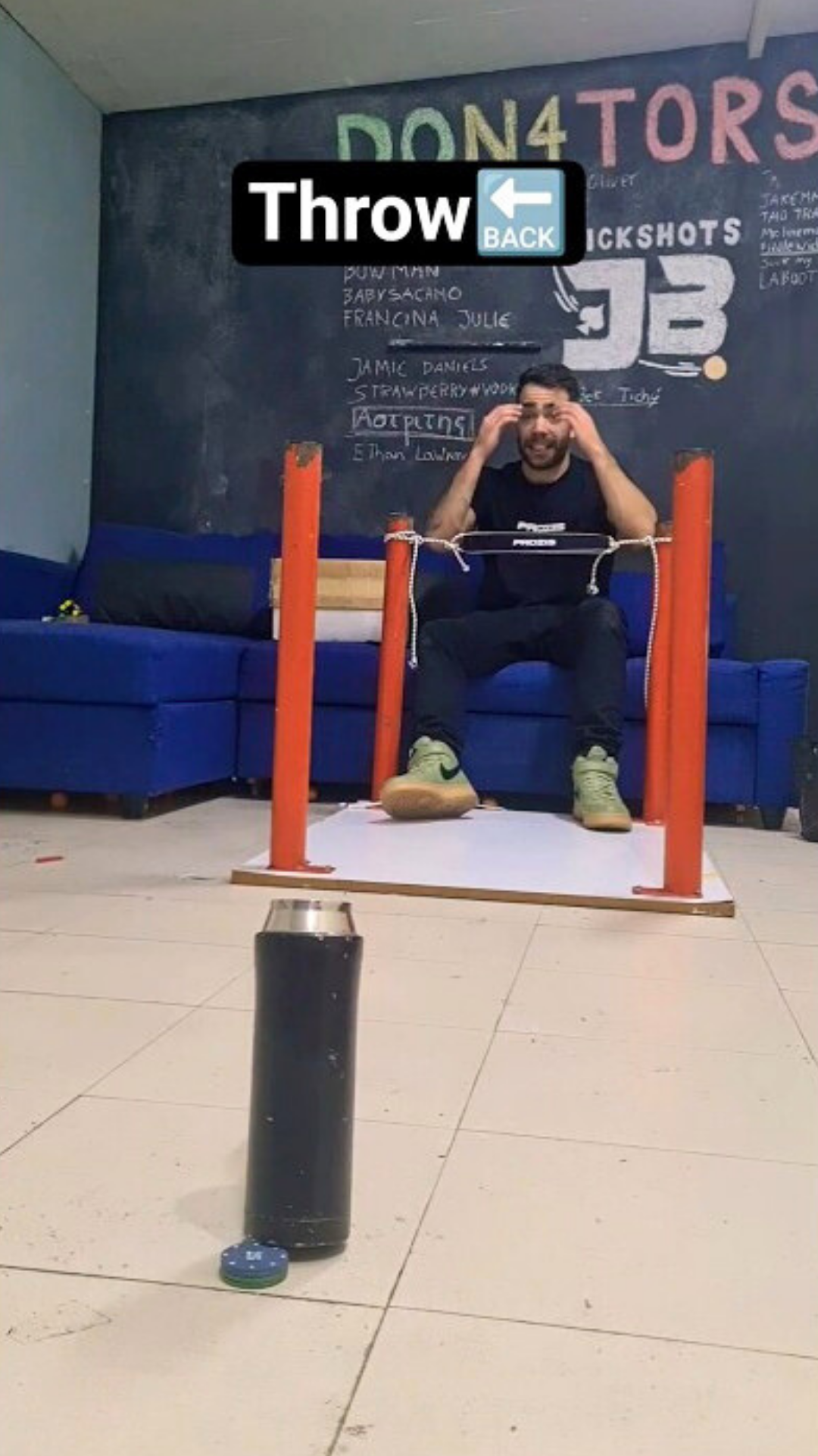 Ping pong trickshot into thermal flask