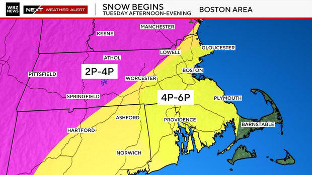 Plowable snow in forecast Tuesday for Massachusetts. Maps show timing ...
